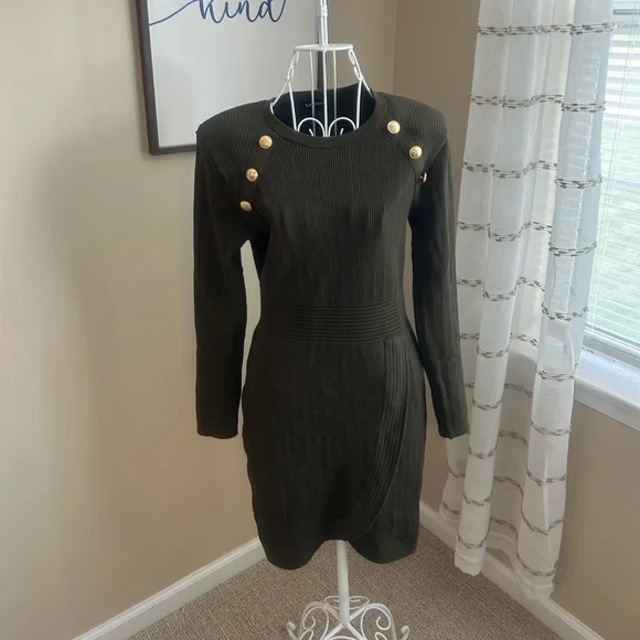 Express | Dresses | Express Olive Green Sweater Dress Sz Medium | Poshmark